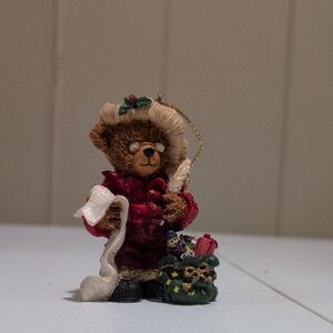 Festive Bear Ornament with Red Coat